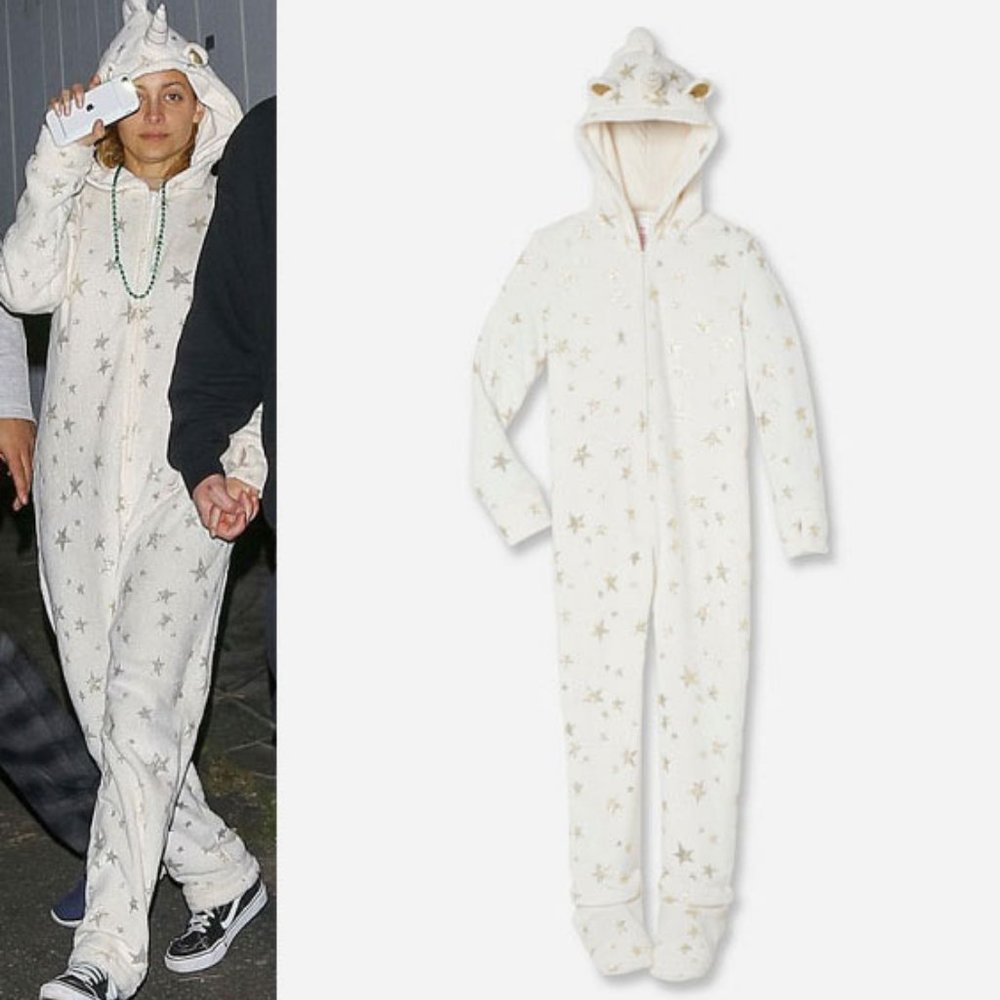Justice Unicorn Onesie 1 Piece Hooded Fleece
